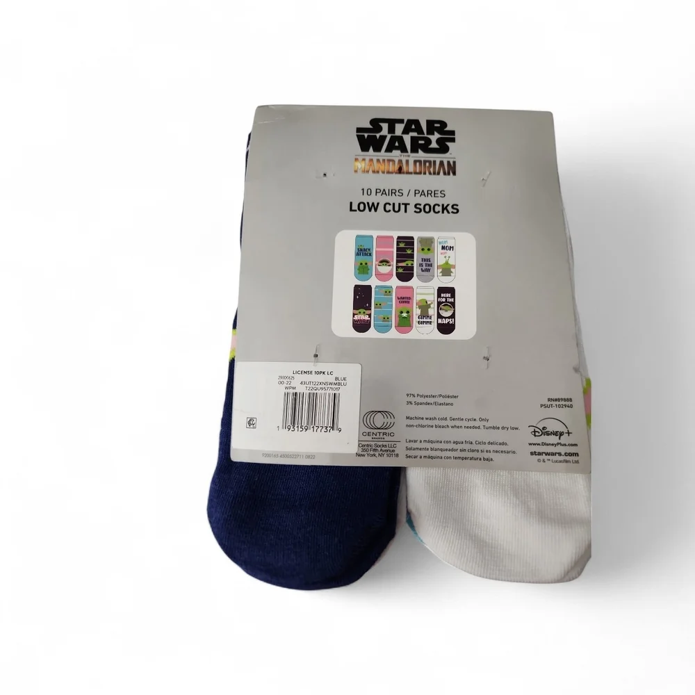 Star Wars Mandolorian Kids Low Cut Socks -10 Pair Teal and Navy